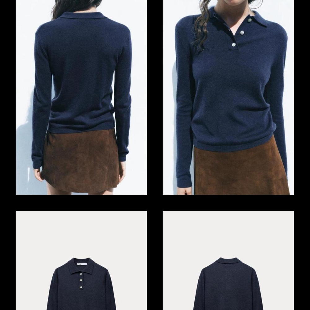 ZARA 100% WOOL PLAIN JERSEY POLO SHIRT - Size M - BRAND NEW WITH TAG